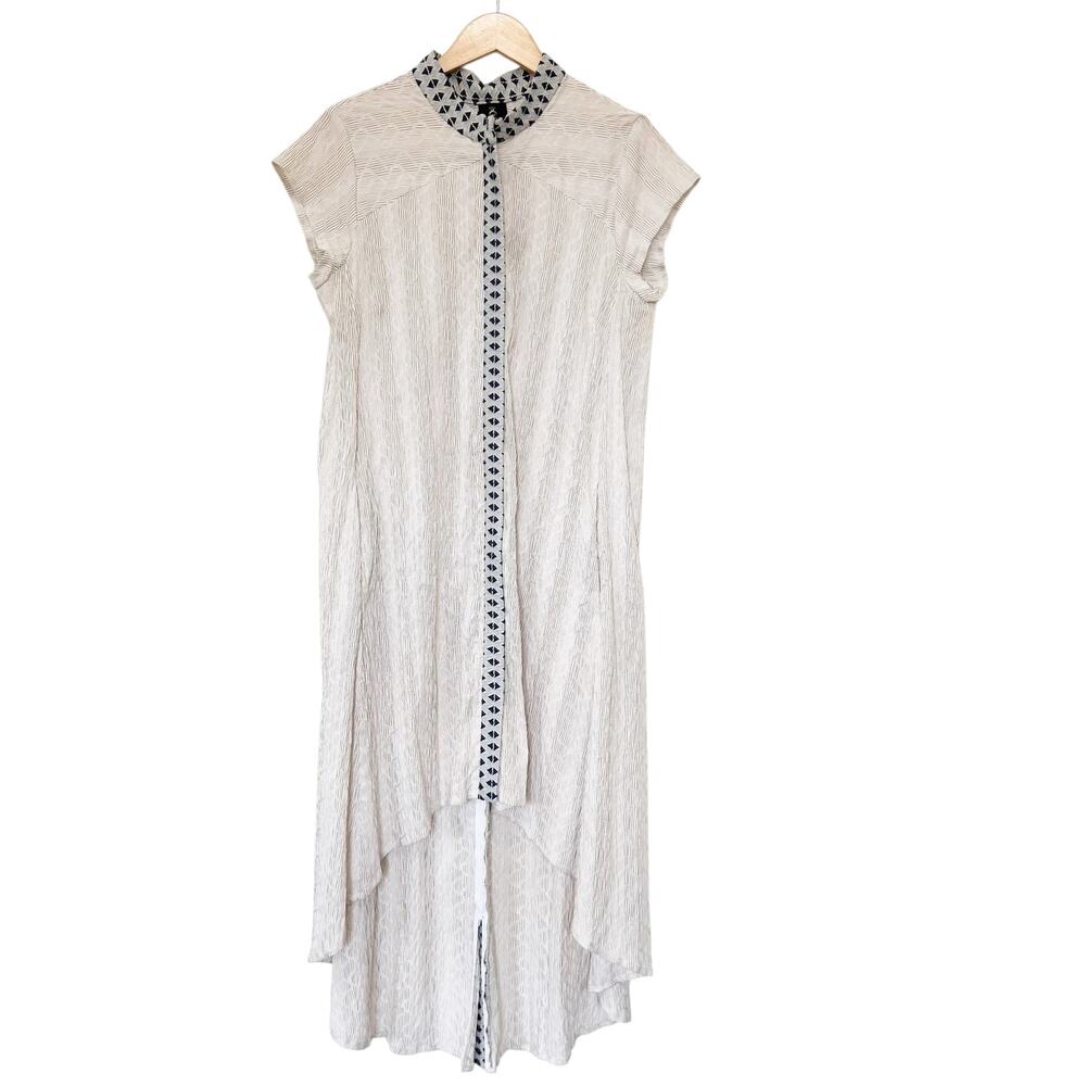 Snider Tan Blue Tunic High Low Dress Sz L